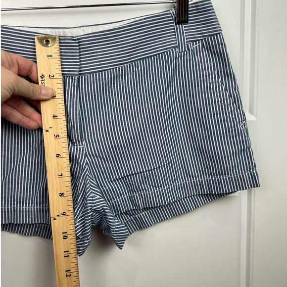 NEW J.Crew 4 Railroad Blue White Stripe Chambray Striped City Fit Shorts - Picture 4 of 5